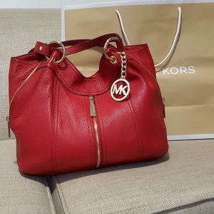 Michael Kors Red Leather Small Tote